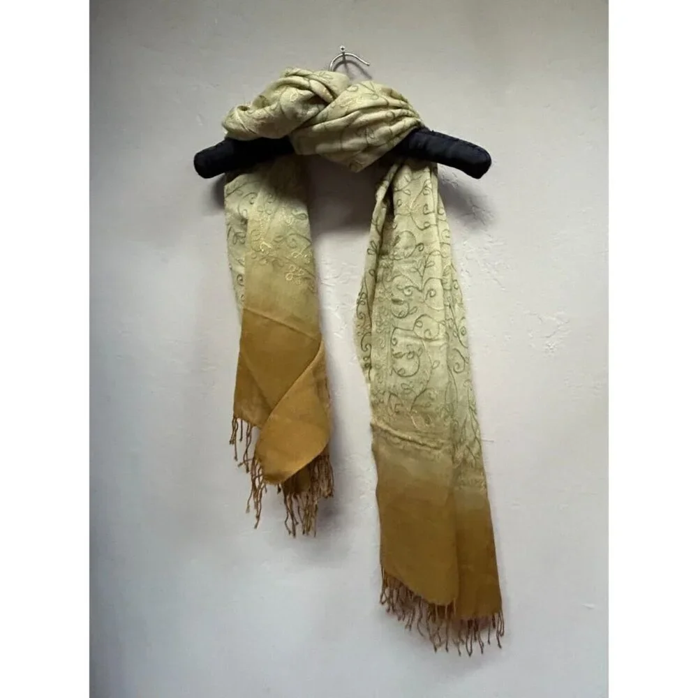 Vohra Women's Pure New Wool Embroidered Shawl Scarf Fringe Trim Neck Warmer